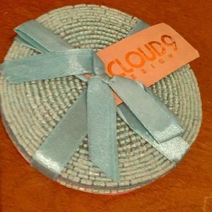 Cloud9 Design Set of 4 Beaded Beautiful Pink & Blue Coasters NEW